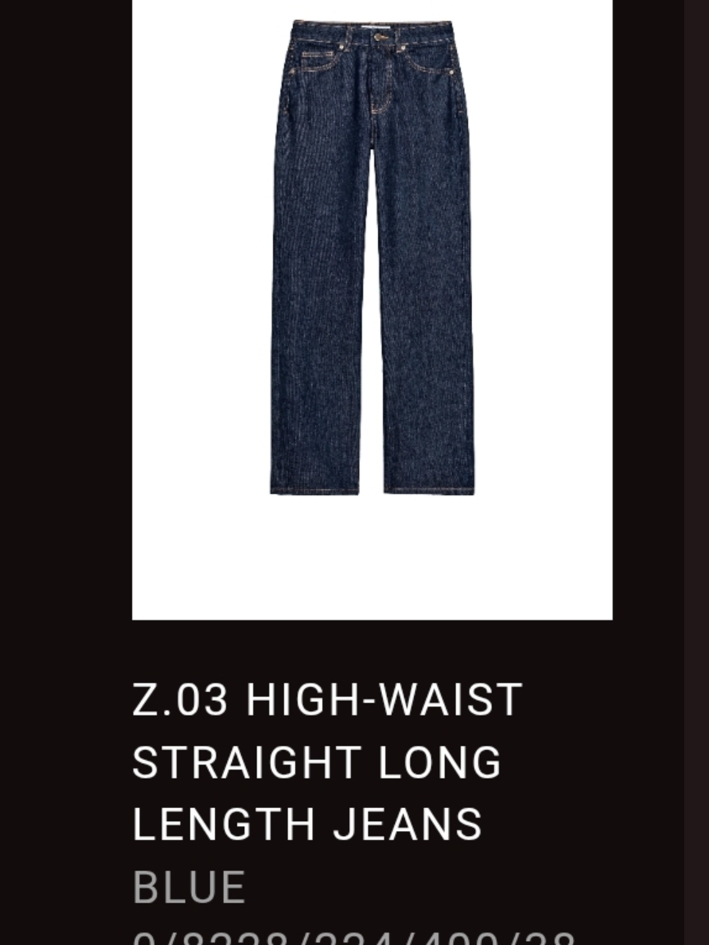 Zara Straight-Leg High-Waist Jeans in Dark Blue